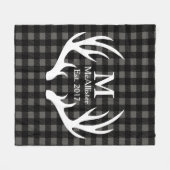 Rustic White Deer Antlers controleren naam spelden Fleece Deken (Voorkant (Horizontaal))