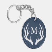 Rustic White Deer Antlers | Monogram Sleutelhanger (Voorkant Links)