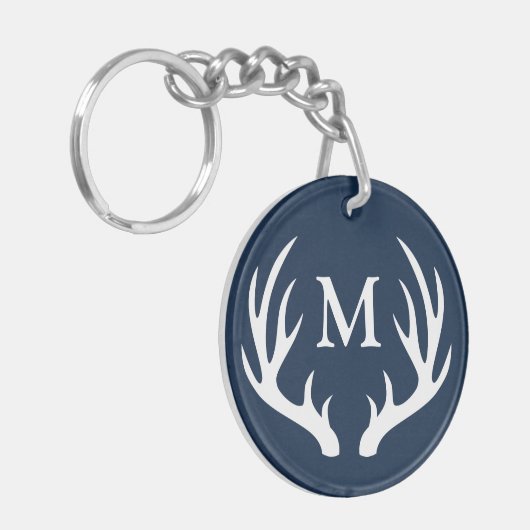 Rustic White Deer Antlers | Monogram Sleutelhanger (Voorkant Links)