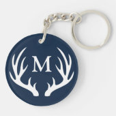Rustic White Deer Antlers | Monogram Sleutelhanger (Achterkant)