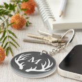 Rustic White Deer Antlers | Monogram Sleutelhanger (Voorkant Rechts)