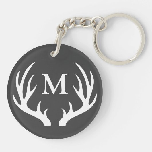 Rustic White Deer Antlers | Monogram Sleutelhanger (Achterkant)