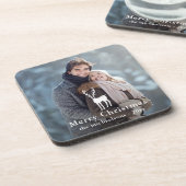 Rustic White Deer Kerstfeestdag Foto Bier Onderzetter (Linkerzijde)