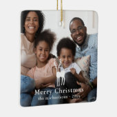 Rustic White Deer Kerstfeestdag Foto Keramisch Ornament (Rechts)