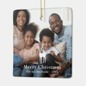 Rustic White Deer Kerstfeestdag Foto Keramisch Ornament (Links)