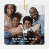 Rustic White Deer Kerstfeestdag Foto Keramisch Ornament (Achterkant)