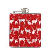 Rustic White Deer op rode vinylomhulling Heupfles (Voorkant)