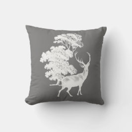Rustic White Deer Silhouette op Grey Kussen