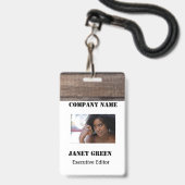 Rustic White Employee Photo ID Company Security Badge (Voorzijde met lanyard)