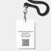 Rustic White Employee Photo ID Company Security Badge (Achterkant met lanyard)