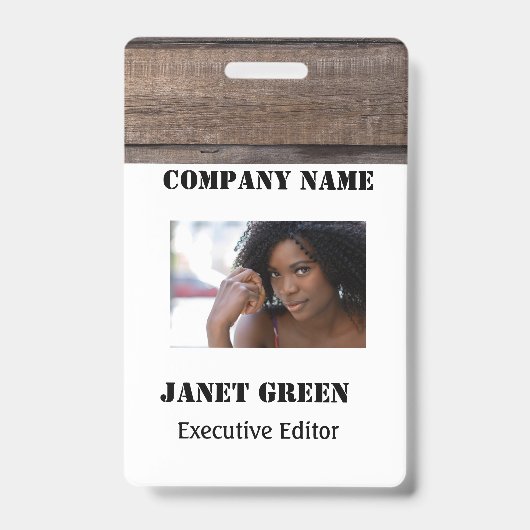 Rustic White Employee Photo ID Company Security Badge (Voorzijde)