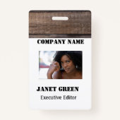 Rustic White Employee Photo ID Company Security Badge (Voorkant)