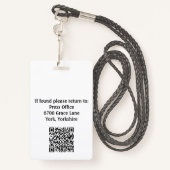 Rustic White Employee Photo ID Company Security Badge (Achterkant met draagriem)