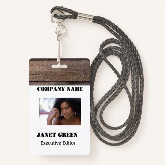 Rustic White Employee Photo ID Company Security Badge (Voorkant met draagriem)