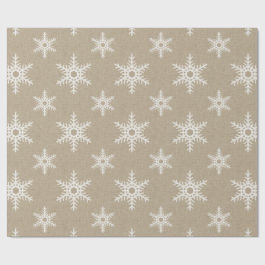 Rustic White Faux Burlap Snowflake Pattern Cadeaupapier (Vlak)