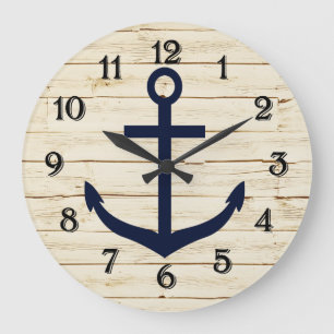 Rustic White Faux Wood with Anchor Grote Klok