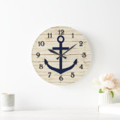 Rustic White Faux Wood with Anchor Grote Klok (Huis)