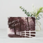 Rustic White Fence Forest Tree Wedding Invitations Kaart (Staand voorkant)