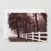 Rustic White Fence Forest Tree Wedding Invitations Kaart (Achterkant)