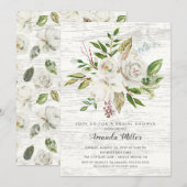 Rustic White Floral Bridal Shower Kaart (Voorkant / Achterkant)