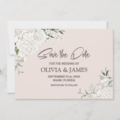 Rustic White Floral Custom Photo Wedding Save The Date (Voorkant)