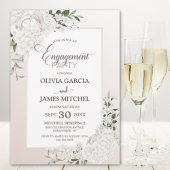 Rustic White Floral Engagement Party Kaart