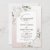 Rustic White Floral Engagement Party Kaart (Voorkant)