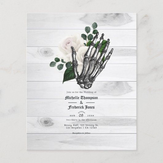Rustic White Floral Gothic Wedding Invitation Flyer (Voorkant)