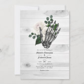 Rustic White Floral gothic Wedding Kaart (Voorkant)