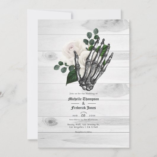 Rustic White Floral gothic Wedding Kaart (Voorkant)