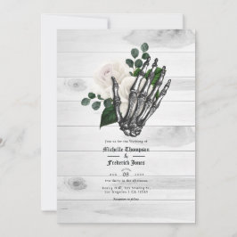 Rustic White Floral gothic Wedding Kaart
