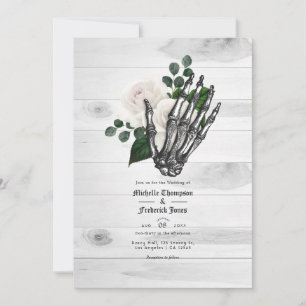 Rustic White Floral gothic Wedding Kaart