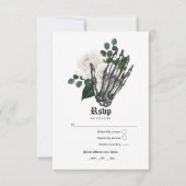 Rustic White Floral gothic Wedding RSVP Kaartje (Voorkant)