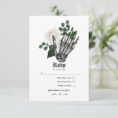 Rustic White Floral gothic Wedding RSVP Kaartje (Staand voorkant)