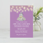 Rustic White Floral Lantern Pastel Paars Wedding Kaart (Staand voorkant)