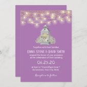 Rustic White Floral Lantern Pastel Paars Wedding Kaart (Voorkant / Achterkant)