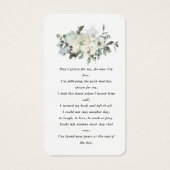 Rustic White Floral Photo Funeral Prayer Card Visitekaartje (Achterkant)