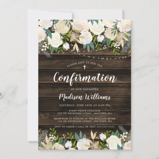 Rustic White Floral String Light Girl-bevestiging Kaart (Voorkant)