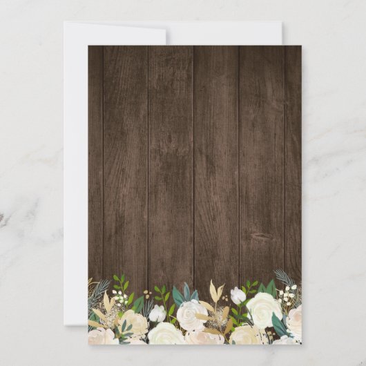 Rustic White Floral String Lights Birthday Party Kaart (Achterkant)