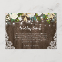 Rustic White Floral String Lights Wedding Details