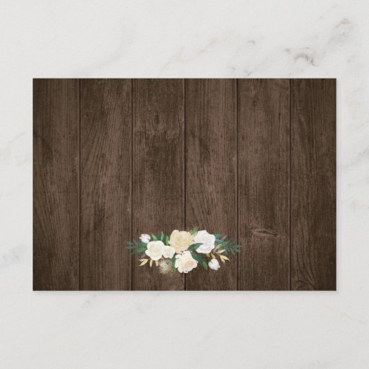 Rustic White Floral String Lights Wedding Details Informatiekaartje (Achterkant)