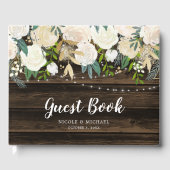 Rustic White Floral String Lights Wedding Gastenboek (Voorkant)