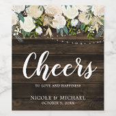 Rustic White Floral String Lights Wedding Wijn Etiket (Enkel label)