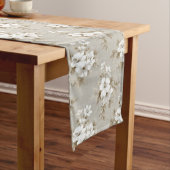 Rustic White Floral Tropical Table Runner Lange Tafelloper (Voorbeeld)