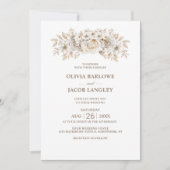 Rustic White Floral Wedding Kaart (Voorkant)