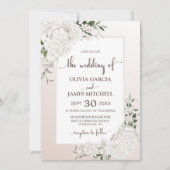 Rustic White Floral Wedding Kaart (Voorkant)
