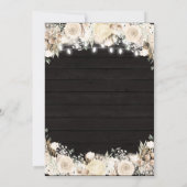 Rustic White Flowers and Wood Wedding Invitation Kaart (Achterkant)