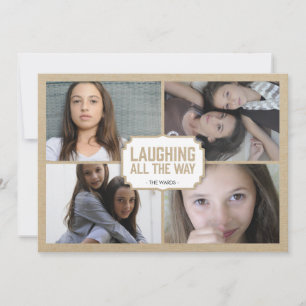 Rustic White Frame Holiday Photo Card Feestdagenkaart