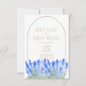 Rustic white gold lavender blue floral wedding kaart (Voorkant)