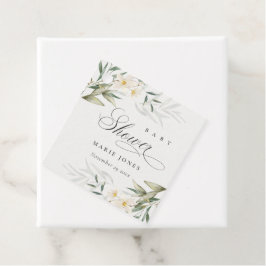 Rustic White Greenery Floral Bunch Baby shower Bedankjes Labels